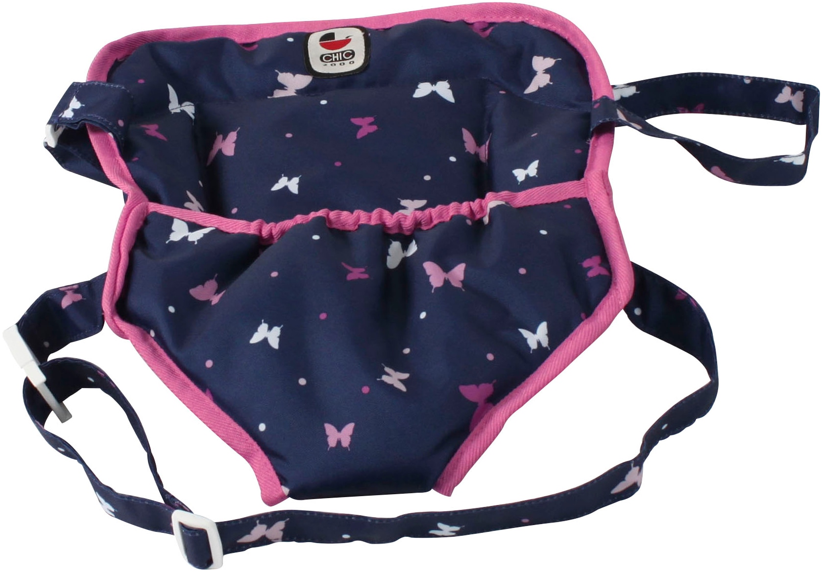 Puppen Bauchtrage CHIC2000 "Butterfly, rosa", bunt (butterfly blau), Puppenausstattungen, KinderB:2cm H:25cm T:2cm, Polyester, B:2cm H:25cm T:2cm