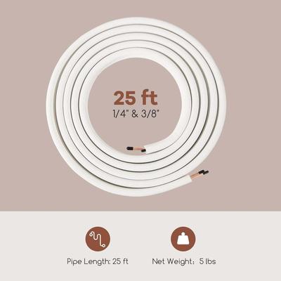 25/50 FT Mini Split Line Set PE Insulated Coil Line Extension Set