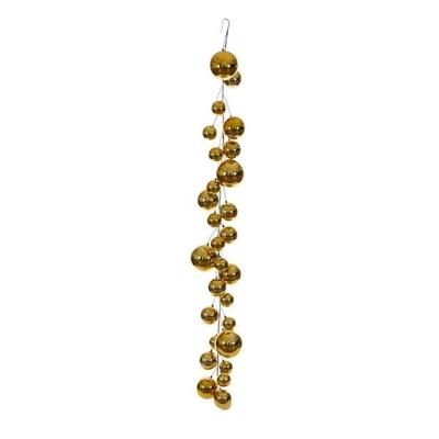 Vickerman 787403 - 6' Gold Shiny Ball Branch Garland (N251508) Christmas Garland Ornament