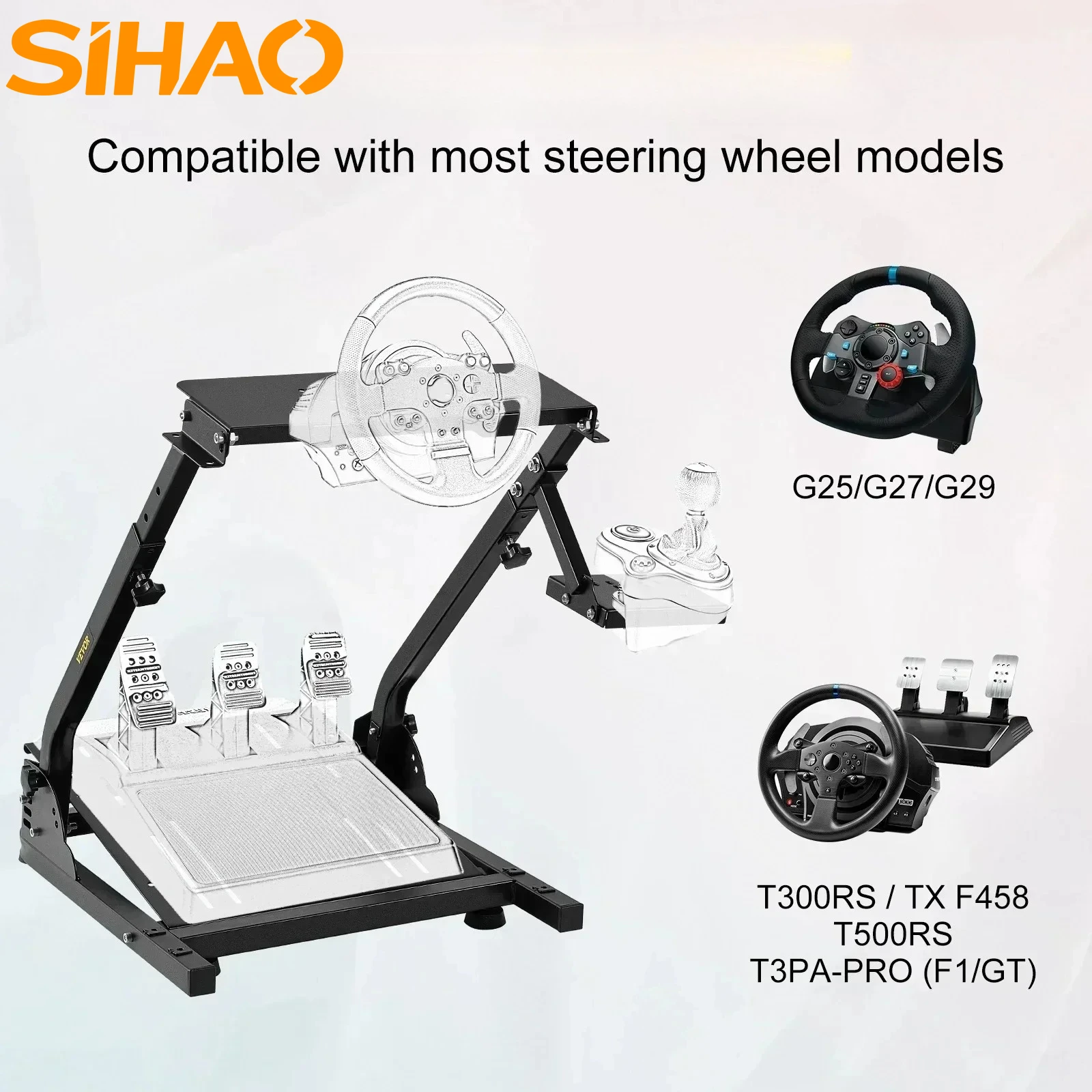 SIHAO faltbarer Racing-Lenkradständer für Logitech Shifter Mount für Logitech G29/G920/G923 Basis, kompatibel mit Logitech Image