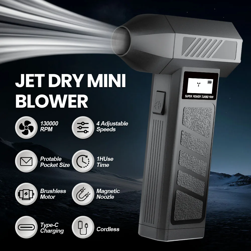 Cordless Luft Gebläse Tragbare Turbo Jet Fan Blasen Schnee Reinigung Werkzeuge Elektrische Air Duster LCD Display Auto Waschmaschine Zubehör Image