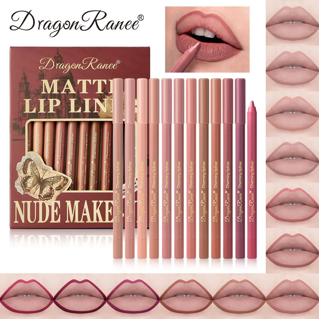 12-teiliges Lipliner-Set, wasserdicht und schweißfest, zarte Textur, nicht verschmiert, Umriss-Lippenform, unverzichtbarer Lipliner für Anfänger, Urlaubsparty, Valentinstagsgeschenk, Lipliner-Set Image