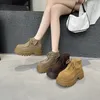 AIYUQI Frauen Casual Schuhe Aus Echtem Leder 2025, Herbst Neue Plattform Stiefeletten Frauen High Heels Große Größe Sportlich Stiefel Frau