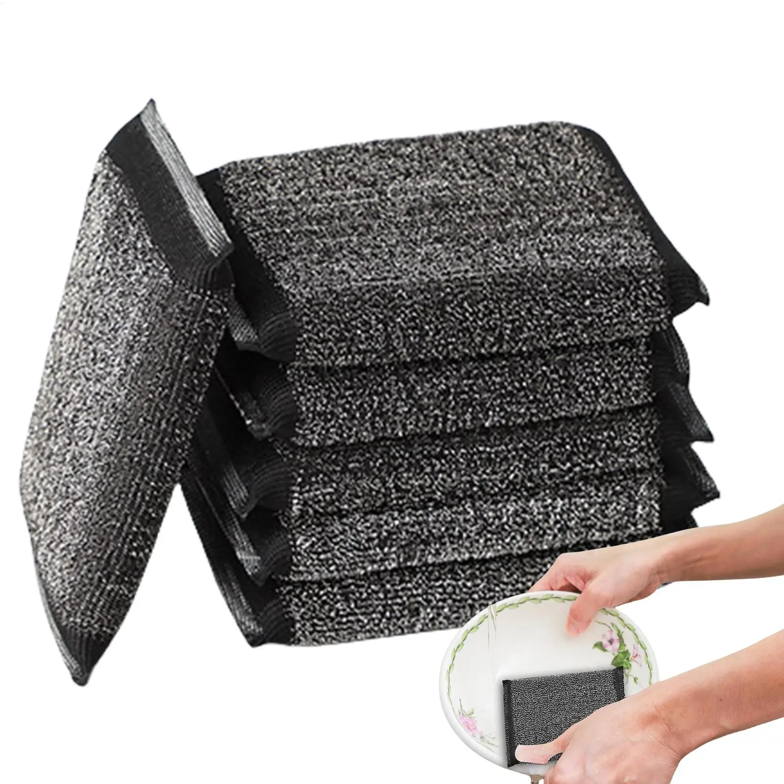 6 Stück Scheuerschwämme für Geschirr, kratzfeste Wasch-Peeling-Pads, wiederverwendbarer Geschirrspülschwamm für die Haushaltsreinigung in der Küche Image