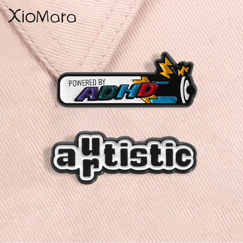 Angetrieben durch ADHS Batterie Emaille Pin Mental Health Awareness Neurodivergent Brosche Anstecknadel Schmuck Accessoires Geschenk für Freund Image