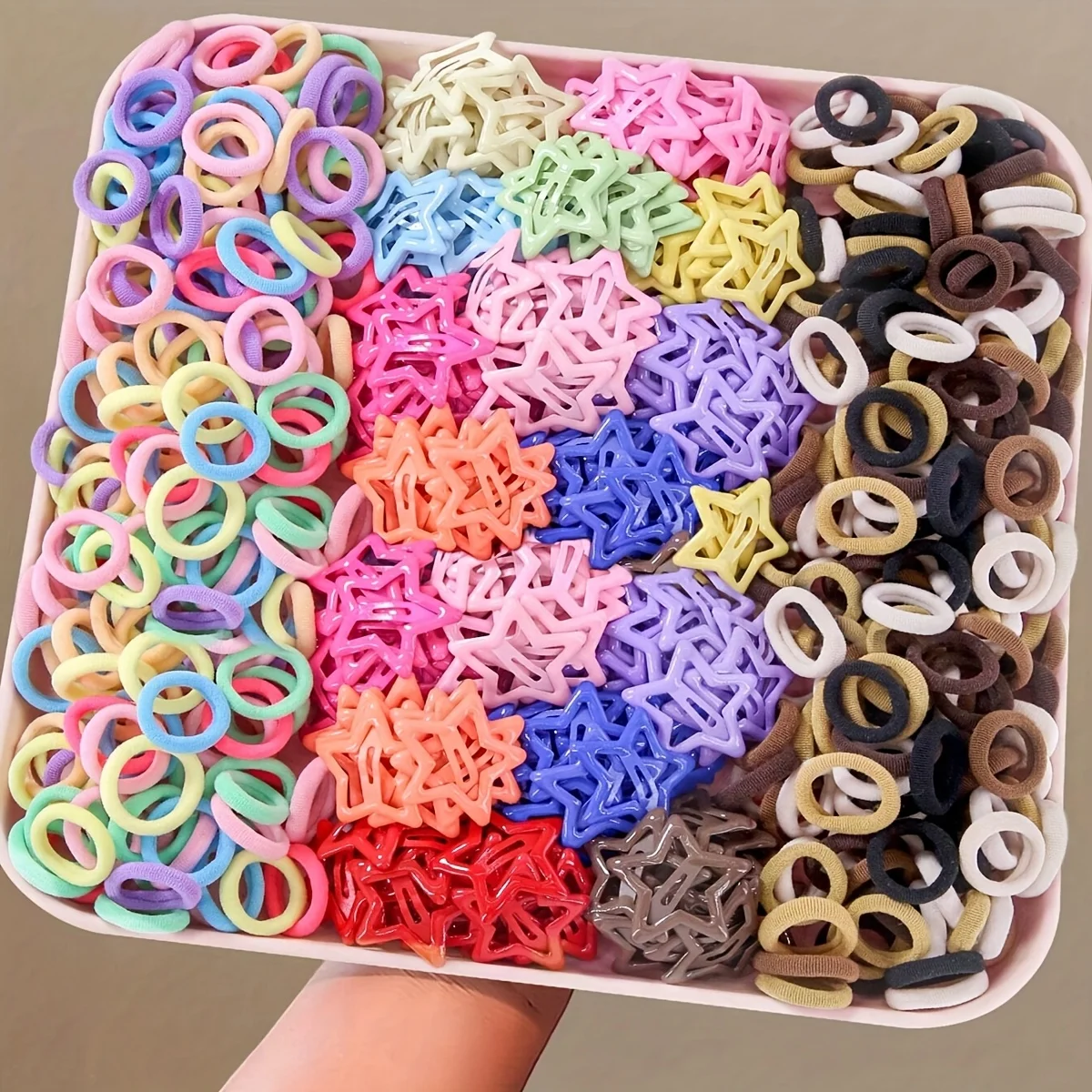 220-teiliges buntes sternförmiges Haargummis-Set, niedliche, minimalistische Stoff-Haarbänder, modischer Haarschmuck für Frauen, perfekt Image