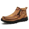 Männer Stiefel Herbst Winter Neue Handgemachte High-top Casual Schuhe Im Freien Nicht-slip Wandern Männer Schuhe Zipper Stiefeletten plus Größe 38-48