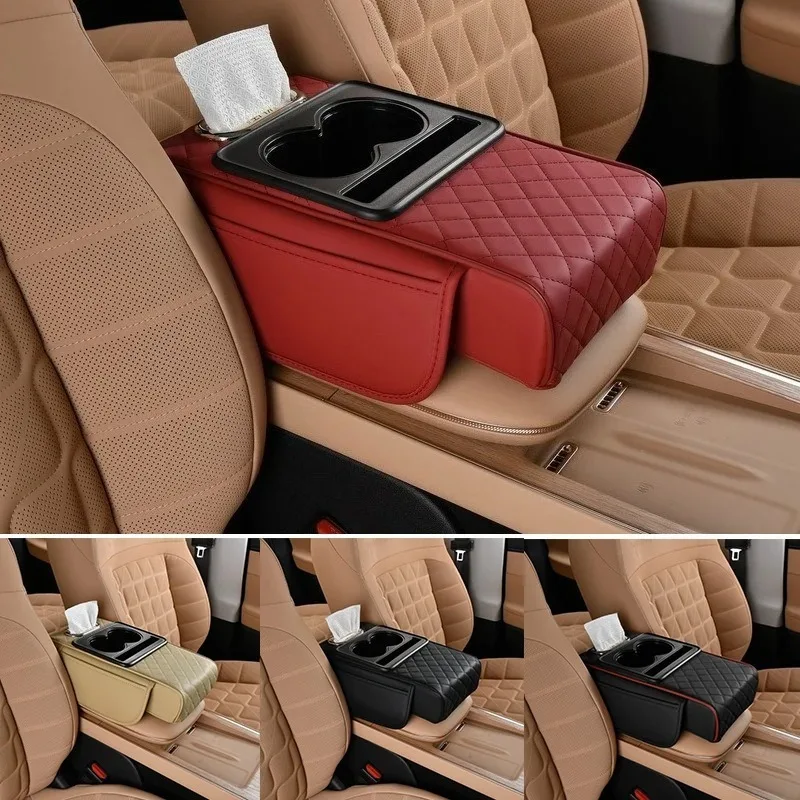 1PC Auto Armlehne Box Verdickte Höhe Pad Armlehne Pad Und Tasche Tissue Tasse Halter Memory Foam Ellenbogen Unterstützung Höhe pad Image