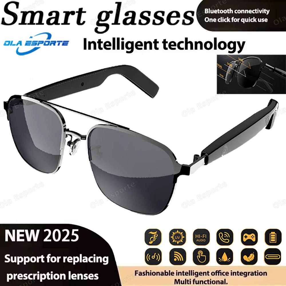 Intelligente Brille, Luftleitung, kabelloser Bluetooth-Anruf, HD-Headset, staubdicht, wasserdicht, Sprachassistent, Spiel-Sonnenbrille, Herren und Damen Image