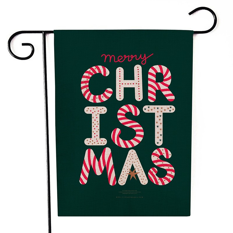 Christmas Garden Flag, Double-Sided Printed Linen Yard Banner, Holiday Outdoor Decoration Flag for Lawn, Porch, and Garden