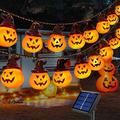 Luci solari a forma di zucca da 5 m, 20 LED, impermeabili, per esterni, con cappuccio, luci fatate a forma di zucca, per Halloween, per porta del patio, corridoio, campeggio, festa, veranda, finestra,