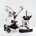 Passeggino compatto 3 in 1 Sistema da viaggio per carrozzina impermeabile ad alto paesaggio con seggiolino auto Carrello portaoggetti per auto