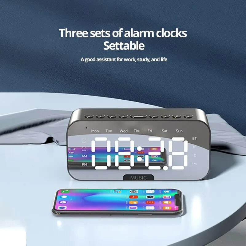 LED Digital Alarm Clock, Suitable for Bedroom and Office Decoration, with Temperature Display and FM Radio Function