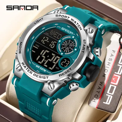 Fashion SANDA Brand New 6255 Men's Electronic Watch Sports Multifunctional Waterproof LED Night Light Men's Electronic Watch