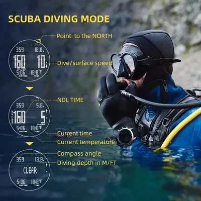 Able Men's Professional Diving Computer Watch Scuba Diving NDL (No Deco Time) 50M Dive Watches Altimeter Barometer CompassNORTH