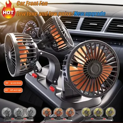 Portable Car Fan Cooler 360° Adjustable USB 12V 24V Silent Dual Speed Air Ventilator for Sedan Truck SUV and Automotive Use