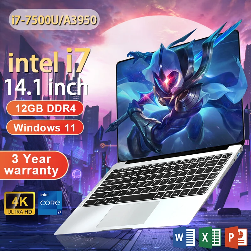 2025 Office Laptop Windows 11 intel core i7-7500U/intel Atom x7 A3950 14.1