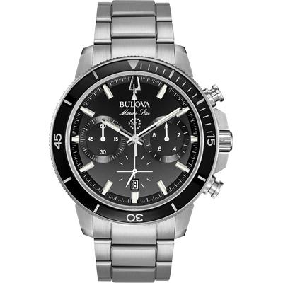 Chronograph BULOVA "Marine Star", silber (silberfarben, schwarz), Armbanduhren, Herren, Armbanduhr, Quarzuhr, Herrenuhr, Edelstahlarmband, Datum Image
