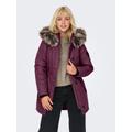 Parka ONLY "ONLIRIS FUR WINTER PARKA LIFE CC OTW", Damen, Gr. XL, mauve wine detail:braun fur, Web, Obermaterial: 100% Polyester, unifarben, modisch, regular fit taillenbedeckt, hoch geschlossener Ausschnitt, Langarm Bündchen, Jacken, mit verdeckter...