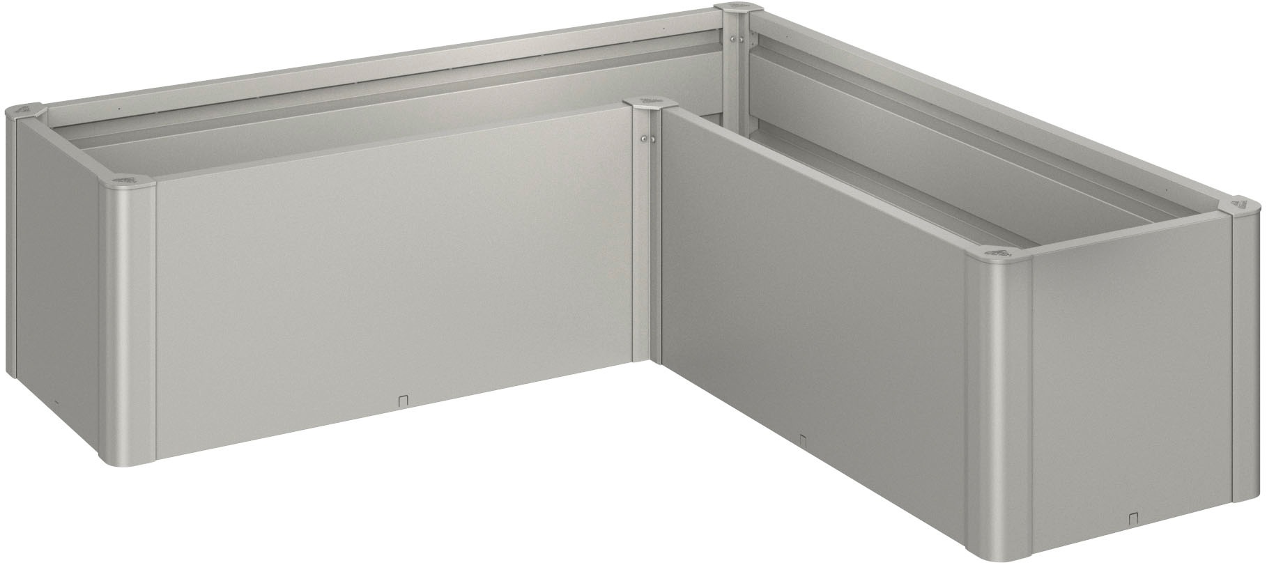 Hochbeet BIOHORT "BELVEDERE L-Form mini 1,5, verschiedene Farben", grau (quarzgrau, metallic), B:152cm H:45cm T:152cm, Stahl, Pflanzgefäße, 152x152x45 cm, extrem langlebig, aus Metall