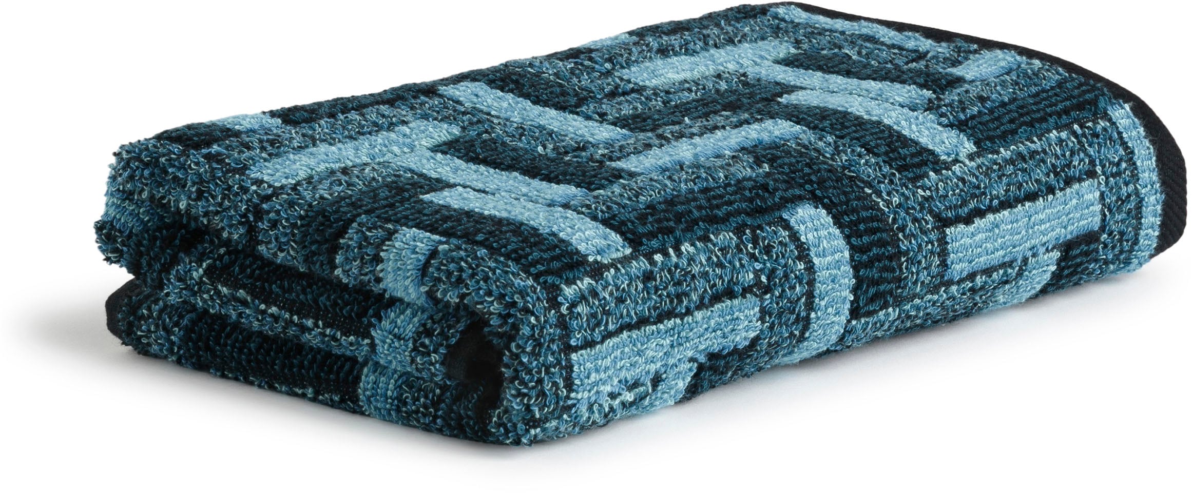 Handtücher MÖVE "Tide", deep lake, turquoise, B:50cm L:100cm, Walkfrottier, Handtücher, im Jacquard-Design Image