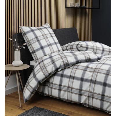 Bettwäsche JANINE "Soft-Cotton71002 0", silber anthrazit, B/L: 155cm x 220cm, , Linon, B/L: 80cm x 80cm, Linon, Obermaterial: 100% Baumwolle, Bettwäsche, mit Reissverschluss Image