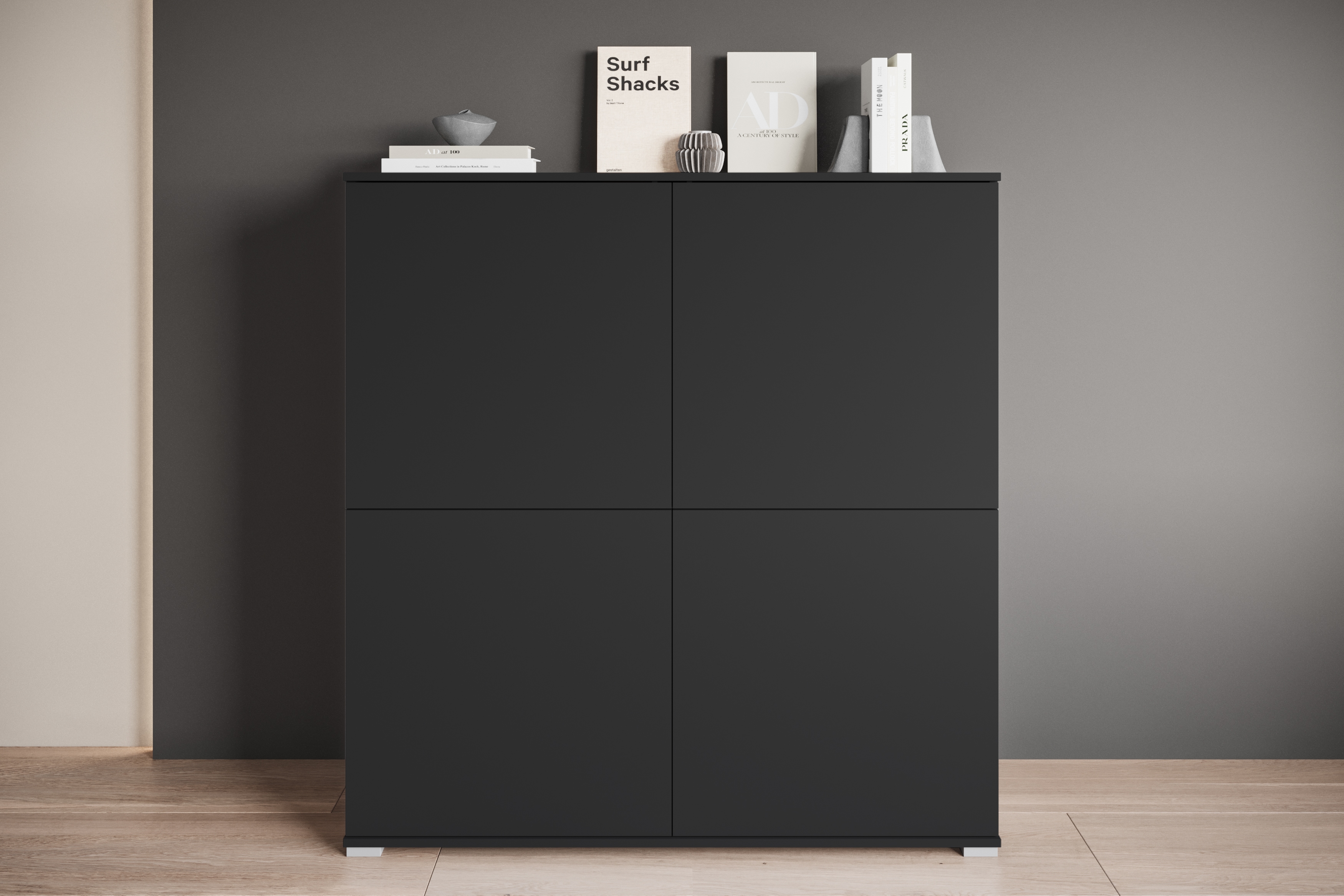 PC-Schrank OTTO HOME "Kenia, Sekretär, Home Office", graphite schwarz matt, B:120cm H:125cm T:39,5cm, Sekretäre, Mit Push-to-open, Tastaturauszug und praktischem Stauraum