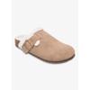 Hausschuh ROXY "ZELIAH", Damen, Gr. 38, grau (taupe), Leder, sportlich, Schuhe, gefütterte Pantolette