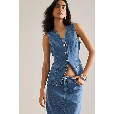 By Anthropologie Sparkle Denim Waistcoat