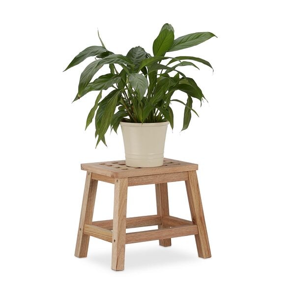 relaxdays Tritthocker Walnuss braun Image