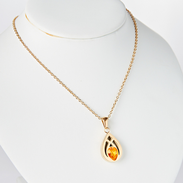 Kette "Tropfen" mit Glasstein in Rauchquarz-Optik Image