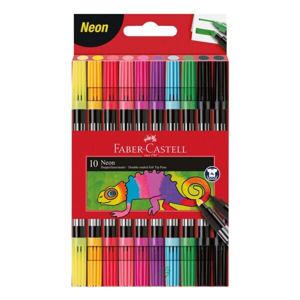 Faber-Castell (Schule) Kartonetui (10 Stück) Doppelfasermaler »Neon« Image