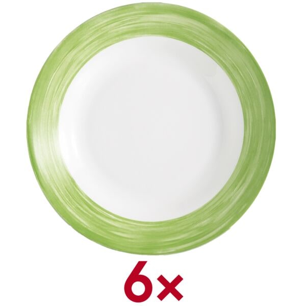 Arcoroc Speiseteller Brush Teller tief 22,5 cm - 6 Stück 6 Stück grün, 22.5x3.5x22.5 cm