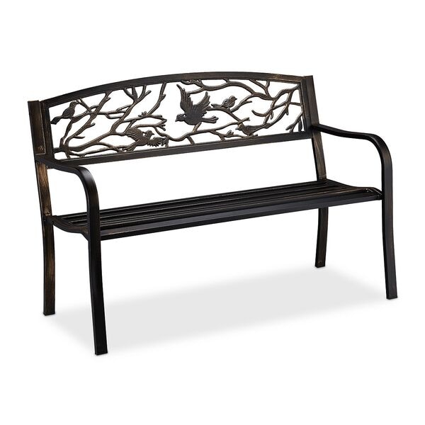 relaxdays Gartenbank »Vögel« braun Image