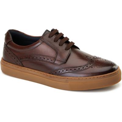 Base London Clapton Lederschuhe Für Männer In Verbranntem Braun Mit Brogue Muster Image