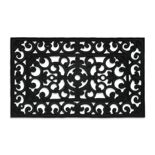 relaxdays Gummi Fußmatte »Ornamente« rechteckig 75 x 45 cm mit Gusseisen-Look schwarz, 75x1 cm Image