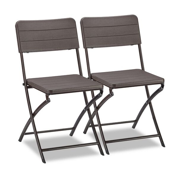 relaxdays 2er-Set Gartenstühle Holzoptik