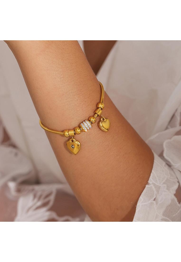 Everyday the Label Damen Armband mit 18K vergoldetem Strass-Herzanhänger Image