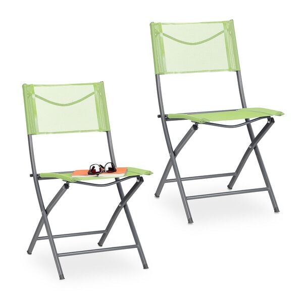 relaxdays 2er-Set Gartenstühle klappbar grün grün