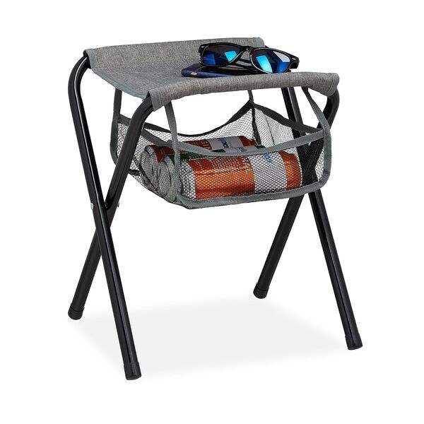 relaxdays Campinghocker faltbar mit Netztasche grau grau Image