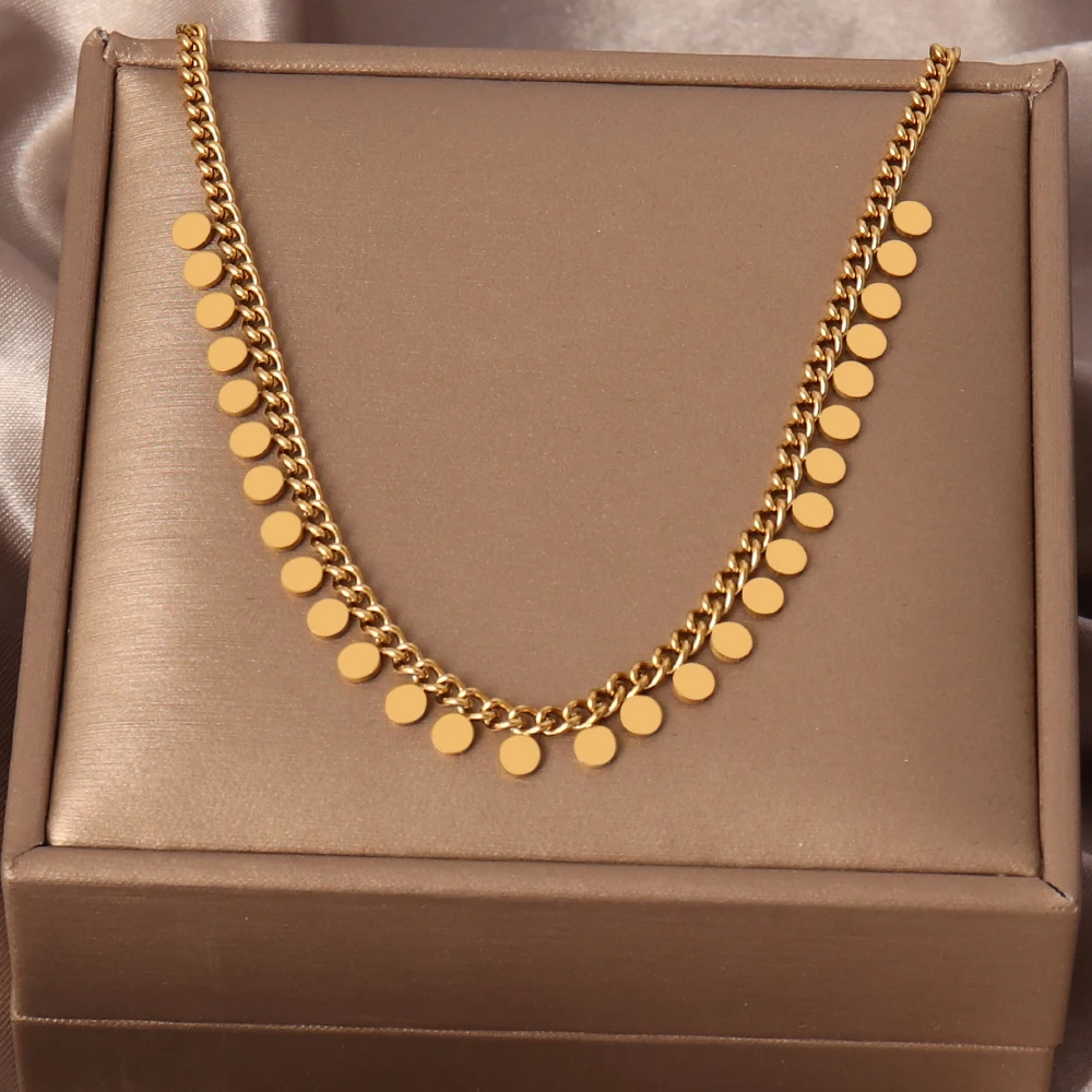 316L Edelstahl Halskette Für Frauen Perle Halskette Herz Runde Anhänger Choker Halskette Schlüsselbein Kette Halsketten Schmuck Geschenk Image