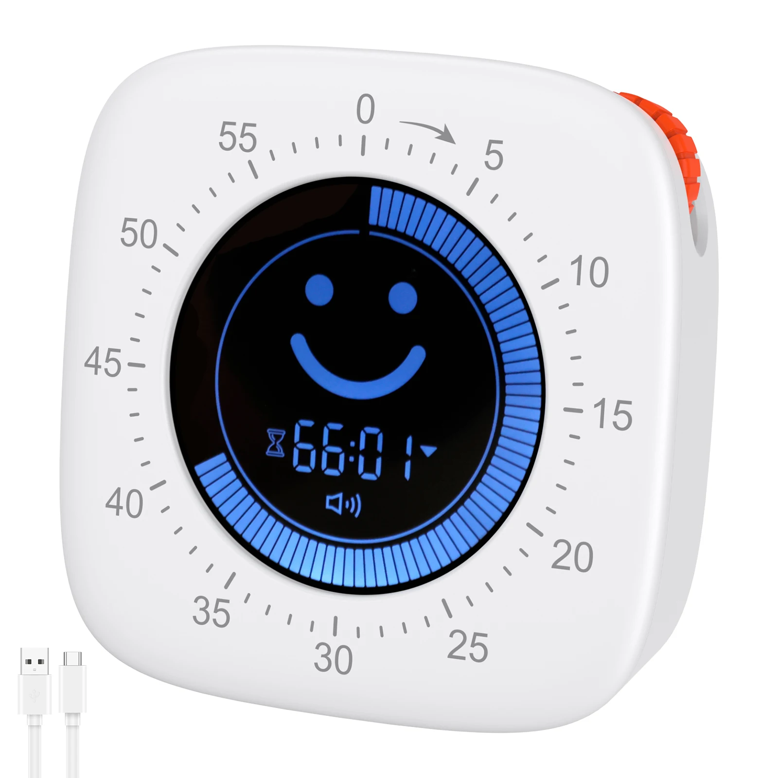 Visueller Timer, wiederaufladbarer digitaler Küchentimer, 4 Alarmmodi, kompaktes Countdown-Count-Up-Timing-Gerät für Kinder, Arbeitszimmer, Küche Image