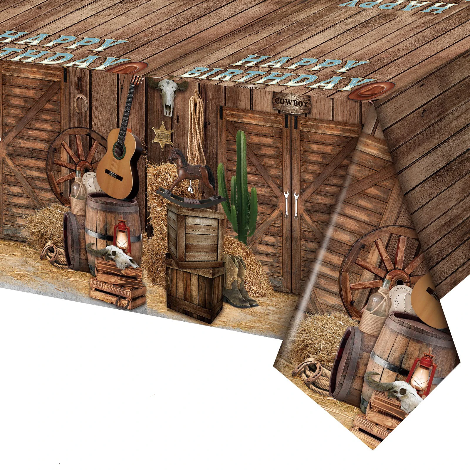 Western-Tischdecken „It's Me Hi Im The Birthday ts Me“, Partyzubehör, Cowboy-Partydekorationen, Musik, Geburtstagsparty-Dekoration Image