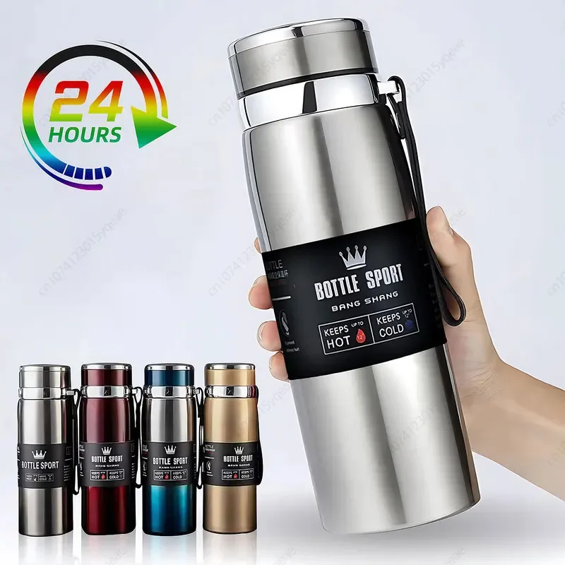 1000 ml Thermo-Wasserflasche, Thermoskanne, doppelter Edelstahl, für Kaffee, Tee, isolierter Becher, auslaufsicher, für Büro Image