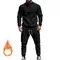 Tuta da uomo nuova Abbigliamento autunnale e invernale Felpa e pantaloni in pile caldo con colletto alla coreana Set da due pezzi Abbigliamento da uomo