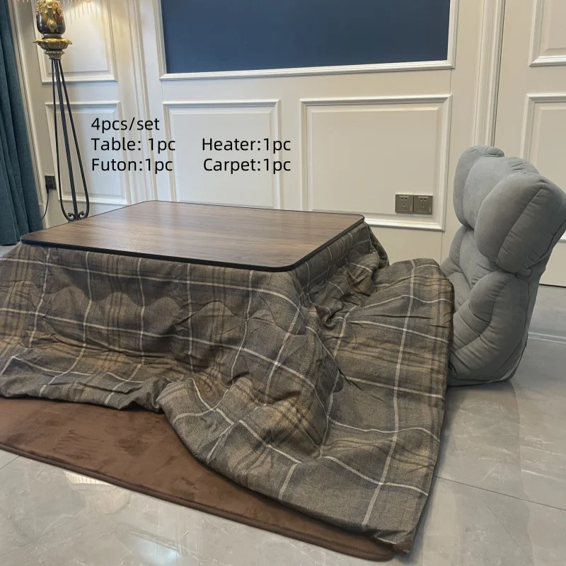 Erschwingliches japanisches Kotatsu-Set – kompletter beheizter Couchtisch mit gemütlichem Futon und Sicherheits-Überhitzungsschutz, warmem Bodentisch Image