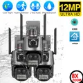 12MP 4K Wifi PTZ Sistema di telecamere di sicurezza Esterno Doppia lente 8X Zoom Icsee Auto Tracking CCTV Telecamera di videosorveglianza IP H.265