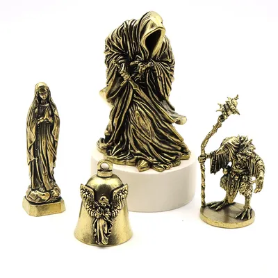 Brass Handicraft Die-casting Drop Bell Creative Angel Statue Lucky Feng Shui Home Office Desk Decor Halloween Christmas Gifts
