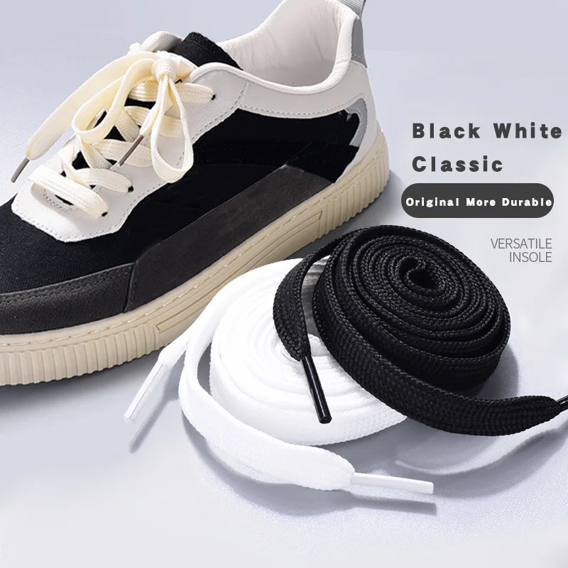 2 Paar 90 cm ~ 160 cm klassische dicke Schnürsenkel für Turnschuhe, Elastizität, flache Schnürsenkel, Schnürsenkel für Schuhe, klassische weiche Schnürsenkel Image
