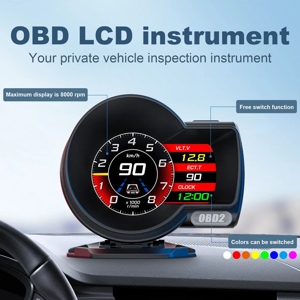 2025 Neue Version F8 Pro OBD2 + GPS Auto Meter OBD2 Gauge mit Russisch Arabisch Thai Spanisch Auto Head up Display Hud Obd2 Image